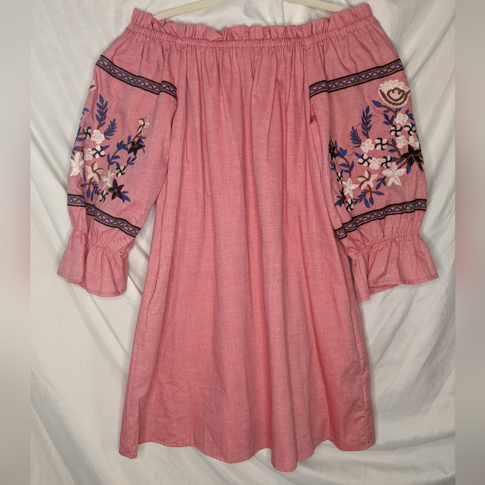 Paper Crane Embroidered Off Shoulder Dress, Medium